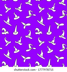 Sombrero de bruja de patrón sin brillo. Sombreros de caricatura de la bruja de Halloween. Diseño para Halloween. Ilustración del vector 