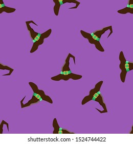 Seamless pattern with witch hats. Halloween background. Vector