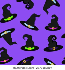 Seamless pattern of witch hats for Halloween