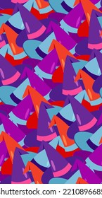 seamless pattern of witch hats in rich colors