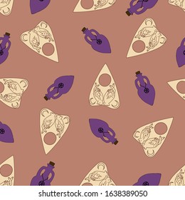 Seamless pattern with  witch object 
Mystical illustration .Vector card on color background for design, kids decor, wrapping, textile