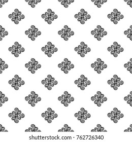 Seamless pattern with: paisley print. Hand drawn sketch paisley and mehendi graphic black line decoration items on white background. 