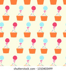 Seamless pattern withcakes and candies