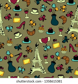 seamless pattern  withFrance symbols