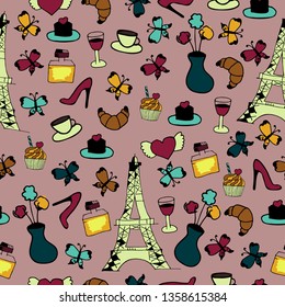 seamless pattern  withFrance symbols