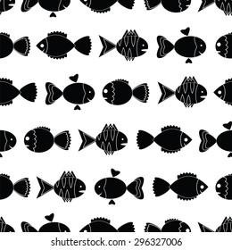 Seamless pattern withl fish.Tropical cartoon fish