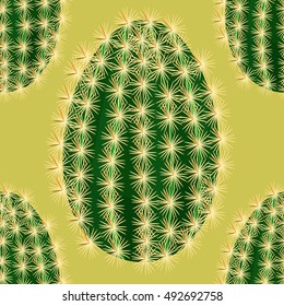 seamless pattern without a cactus flower on a green background vector illustration