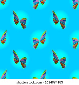 Seamless pattern without a mask. 3D butterfly wings in two projections EPS10
