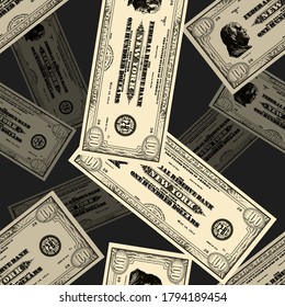 Seamless pattern without mask. US 100 dollars test paper money. EPS10