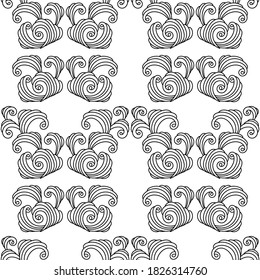 Seamless pattern withr Beautiful Monochrome Contour Element. Hand drawn Original vector background