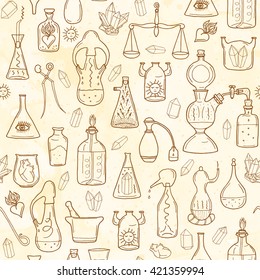 Seamless pattern withs alchemy signs