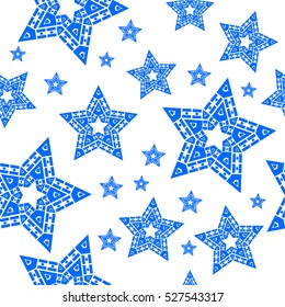 Seamless pattern withstars on a white background. Vector illustration star graphic shape black backdrop textile ornament. Decorative vintage repeat night stars decor.