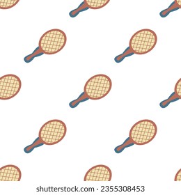 Seamless pattern withwith tennis rackets. Nostalgic 70s-90s vibes