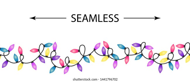 Seamless pattern witn Christmas lights. Vector flat illustration