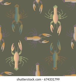 Seamless pattern witn marine cancer for background.