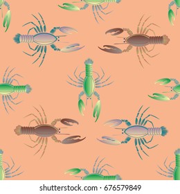 Seamless pattern witn marine cancer for background.