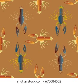 Seamless pattern witn marine cancer for background.