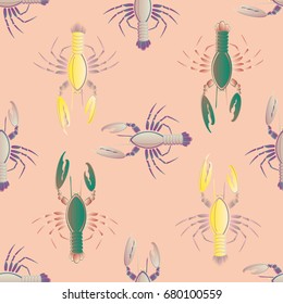 Seamless pattern witn marine cancer for background.