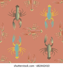 Seamless pattern witn marine cancer for background.