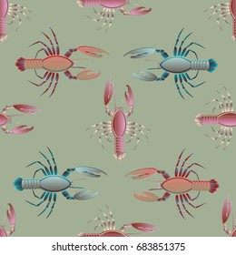 Seamless pattern witn marine cancer for background.