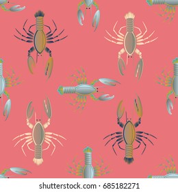 Seamless pattern witn marine cancer for background.