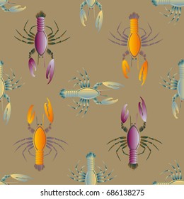 Seamless pattern witn marine cancer for background.