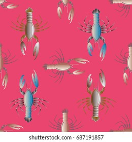 Seamless pattern witn marine cancer for background.