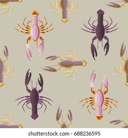 Seamless pattern witn marine cancer for background.