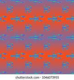 Seamless pattern witn marine crab and lobster.