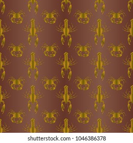 Seamless pattern witn marine crab and lobster.