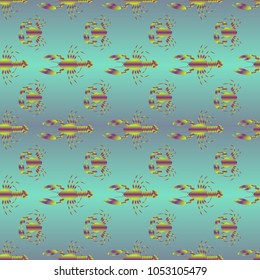 Seamless pattern witn marine crab and lobster.