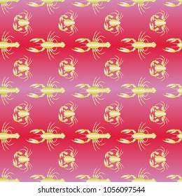 Seamless pattern witn marine crab and lobster.