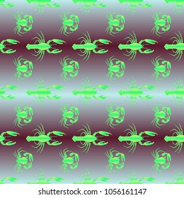 Seamless pattern witn marine crab and lobster.