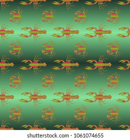 Seamless pattern witn marine crab and lobster.