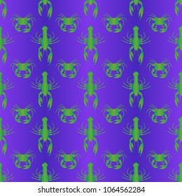 Seamless pattern witn marine crab and lobster.