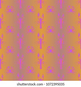 Seamless pattern witn marine crab and lobster.