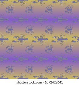 Seamless pattern witn marine crab and lobster.