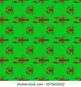 Seamless pattern witn marine crab and lobster.