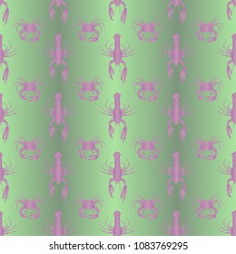 Seamless pattern witn marine crab and lobster.