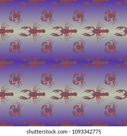 Seamless pattern witn marine crab and lobster.