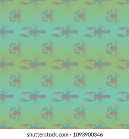 Seamless pattern witn marine crab and lobster.