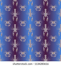 Seamless pattern witn marine crab and lobster.