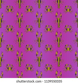 Seamless pattern witn marine crab and lobster.