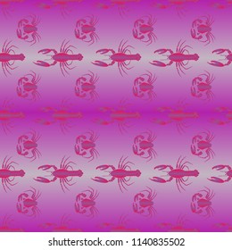 Seamless pattern witn marine crab and lobster.