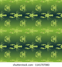 Seamless pattern witn marine crab and lobster.