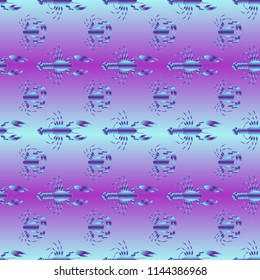 Seamless pattern witn marine crab and lobster.