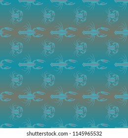 Seamless pattern witn marine crab and lobster.