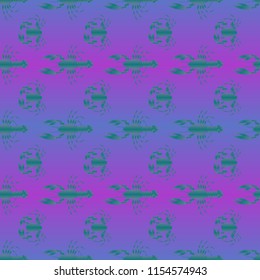 Seamless pattern witn marine crab and lobster.