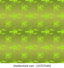 Seamless pattern witn marine crab and lobster.