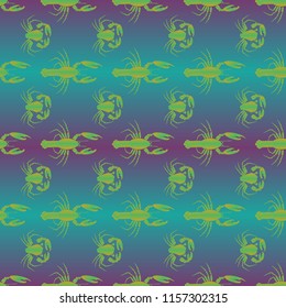Seamless pattern witn marine crab and lobster.